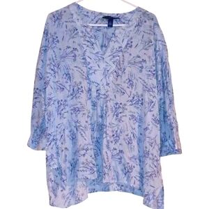 Bandolino Blue Floral Women's Blouse